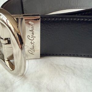 Robert‎ Graham Black Belt with Polished Silver Buckle